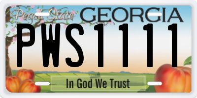 GA license plate PWS1111