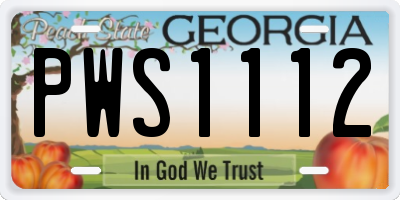 GA license plate PWS1112