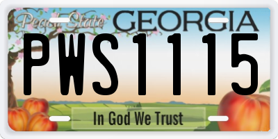 GA license plate PWS1115