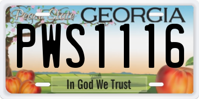 GA license plate PWS1116