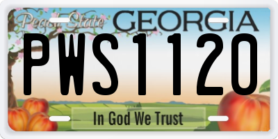 GA license plate PWS1120