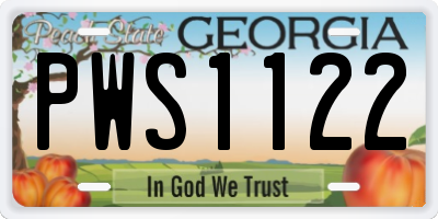 GA license plate PWS1122