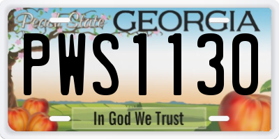 GA license plate PWS1130