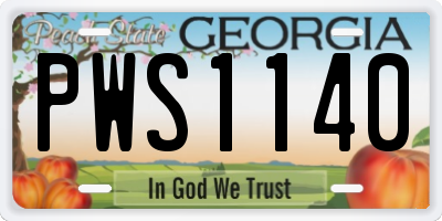 GA license plate PWS1140