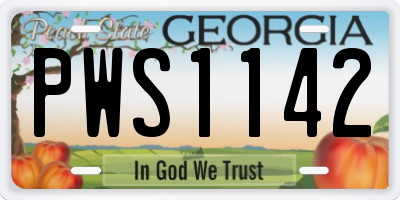 GA license plate PWS1142