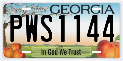 GA license plate PWS1144