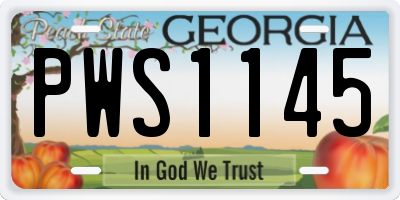 GA license plate PWS1145