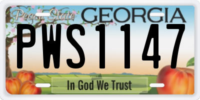 GA license plate PWS1147