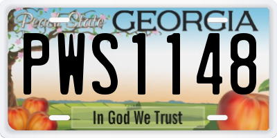 GA license plate PWS1148