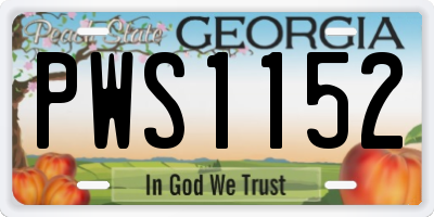 GA license plate PWS1152