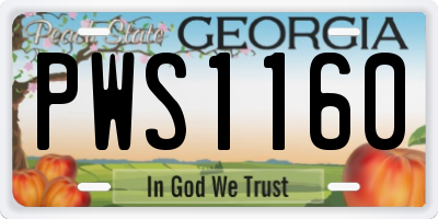 GA license plate PWS1160