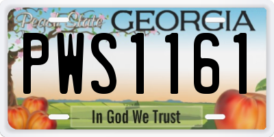 GA license plate PWS1161
