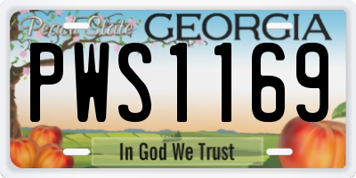 GA license plate PWS1169