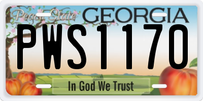 GA license plate PWS1170