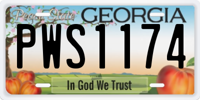 GA license plate PWS1174