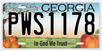 GA license plate PWS1178