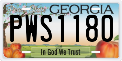 GA license plate PWS1180