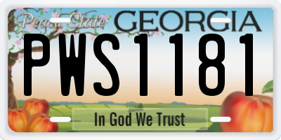 GA license plate PWS1181