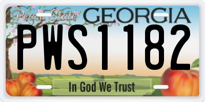 GA license plate PWS1182