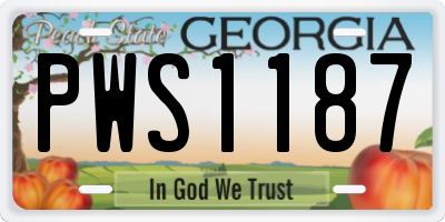 GA license plate PWS1187