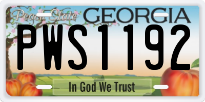 GA license plate PWS1192