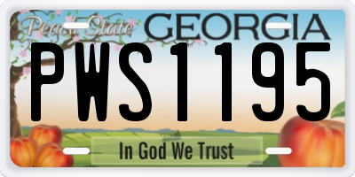 GA license plate PWS1195