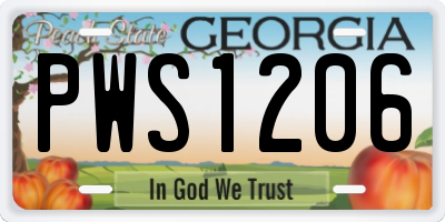GA license plate PWS1206