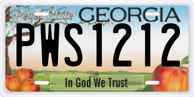 GA license plate PWS1212