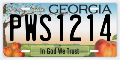 GA license plate PWS1214