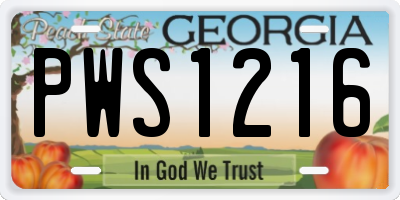 GA license plate PWS1216