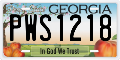 GA license plate PWS1218