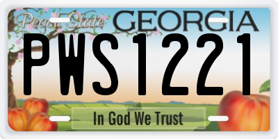 GA license plate PWS1221
