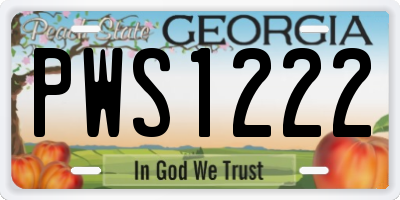 GA license plate PWS1222