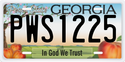 GA license plate PWS1225