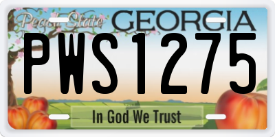 GA license plate PWS1275