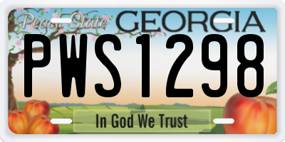 GA license plate PWS1298
