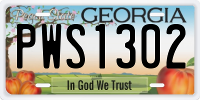 GA license plate PWS1302