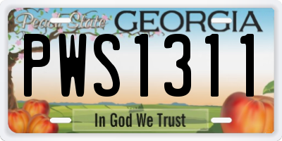 GA license plate PWS1311