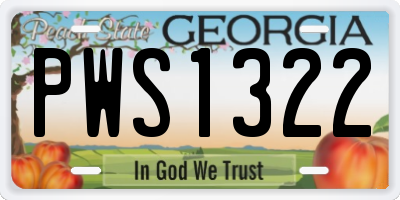 GA license plate PWS1322