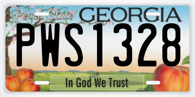 GA license plate PWS1328