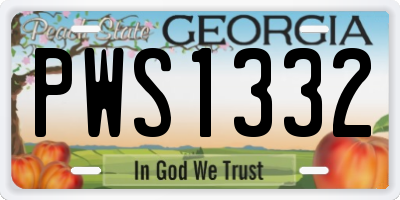 GA license plate PWS1332