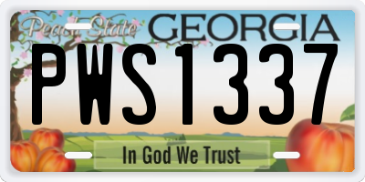 GA license plate PWS1337