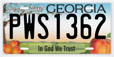 GA license plate PWS1362