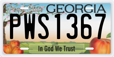 GA license plate PWS1367