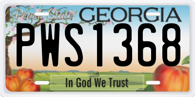 GA license plate PWS1368