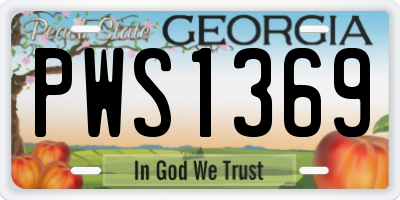 GA license plate PWS1369