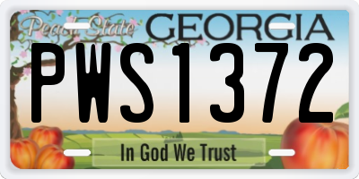 GA license plate PWS1372