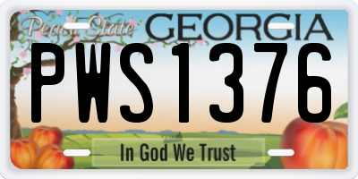 GA license plate PWS1376