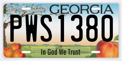GA license plate PWS1380