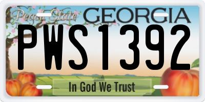 GA license plate PWS1392